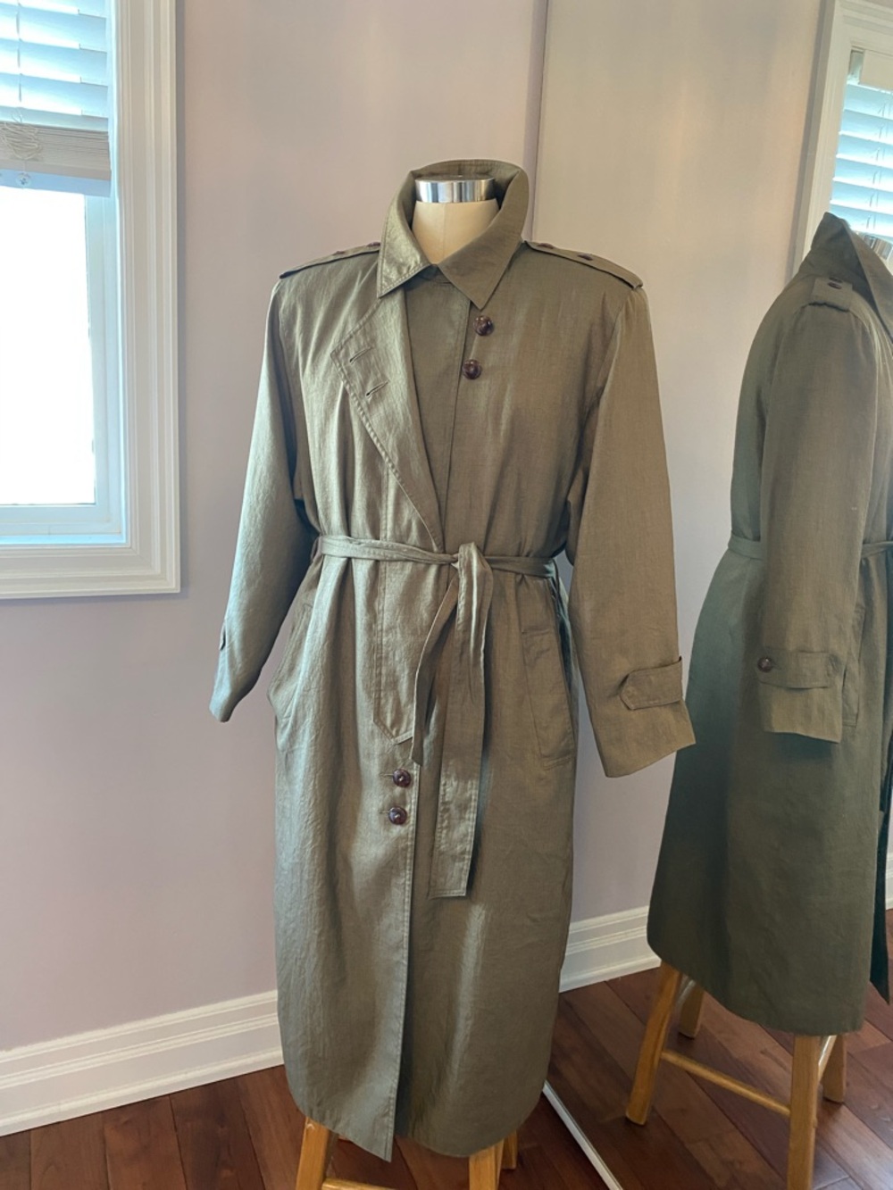 Dallaird’s army green trench lightweight coat ladies size M - Picture 7 of 10